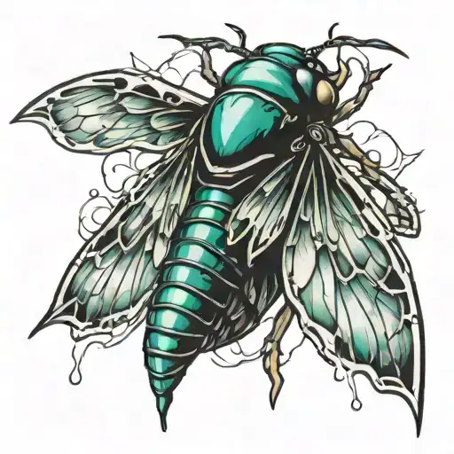 evaporating cicada tattoo design idea
