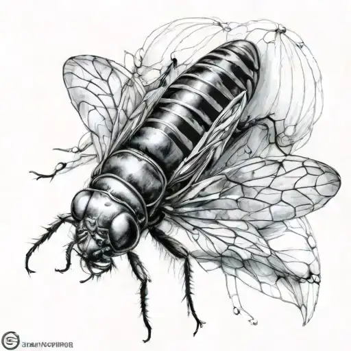 evaporating cicada tattoo design idea