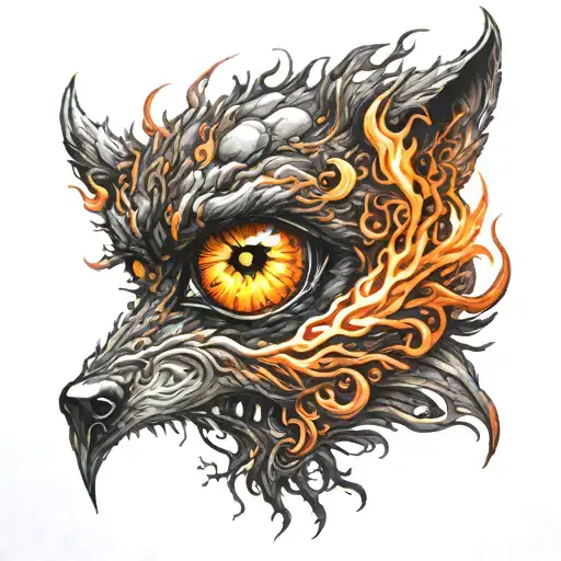 werewolf eyes like fire tattoo design idea