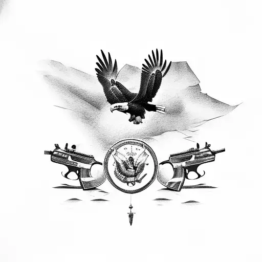 military,guns,bald eagle, freedom tattoo design idea