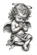 praying baby angel tattoo design idea