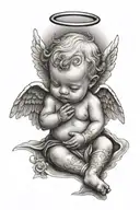 praying baby angel tattoo design idea