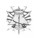 a bonfire with a sword tattoo design idea