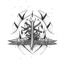 a bonfire with a sword tattoo design idea