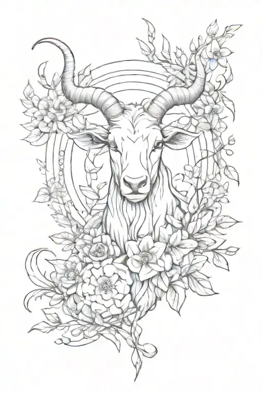 A nature-inspired tattoo incorporating the characteristics of Aries, Taurus, and Virgo in a sketch style design tattoo design idea