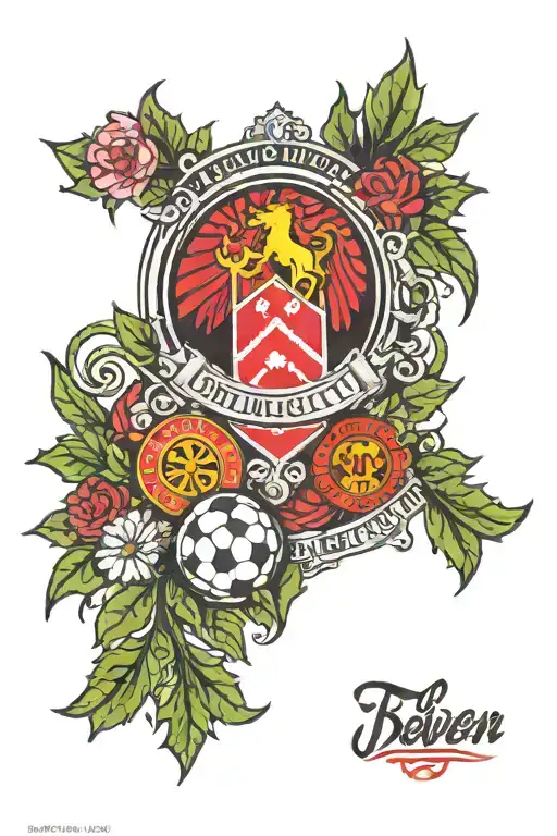 Front leg Tattoo, With Munich in it with the Church of Our Lady, a laurel wreath and the logo of FC Bayern München tattoo design idea