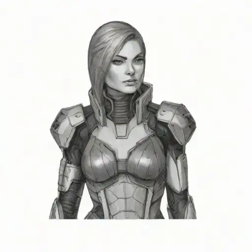 a female character from mass effect tattoo design idea
