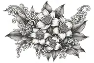 daffodil and lily of valley symmetrical pattern tattoo design idea