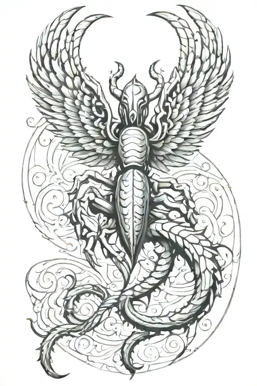 virgo wings on a scorpion crawling tattoo design idea