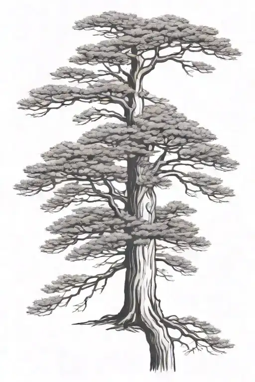 4 trees; pecan tree, Western hemlock tree, Eastern white pine tree, and a Sitka spruce tree  tattoo design idea