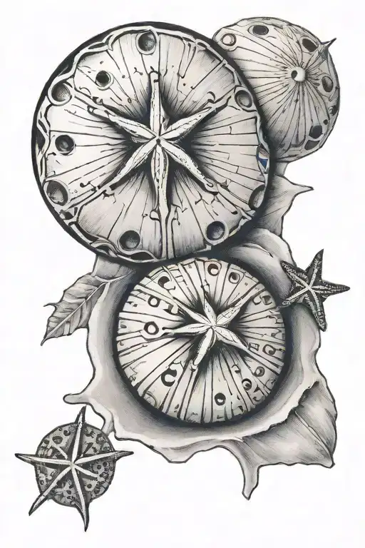 sea shell and sand dollar  tattoo design idea