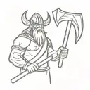 an undead viking with a huge ax and sword tattoo design idea
