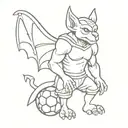 a gargoyle dressed in a soccer uniform tattoo design idea