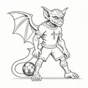a gargoyle dressed in a soccer uniform tattoo design idea