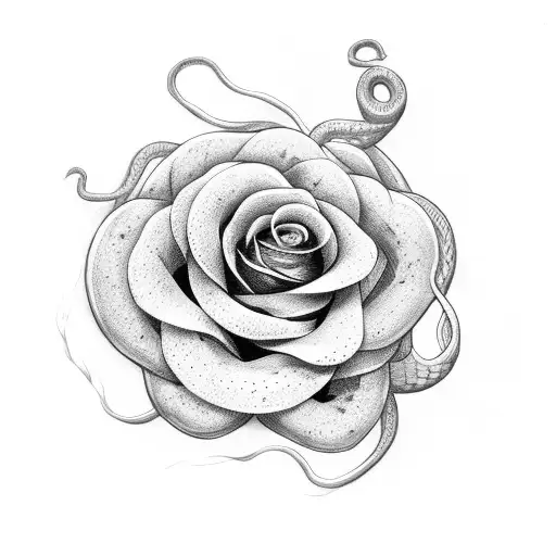 snake rose sword tattoo design idea