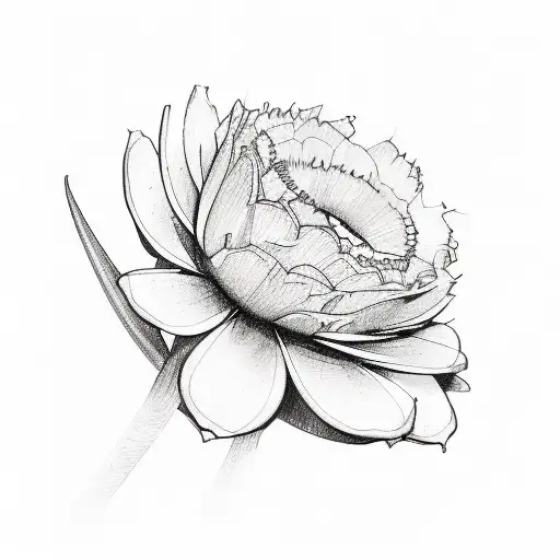 A sketch-style composition of various flowers and foliage tattoo design idea