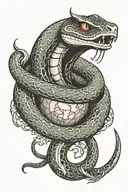 snake wrapping around the earth with the moon in its mouth tattoo design idea