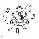 A minimalist tattoo of a boxing ring with musical notes floating above it tattoo design idea