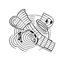 A minimalist tattoo of a boxing ring with musical notes floating above it tattoo design idea