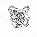 A minimalist tattoo of a boxing glove intertwined with a musical note tattoo design idea