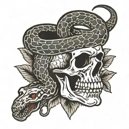 snake crushing skull tattoo design idea