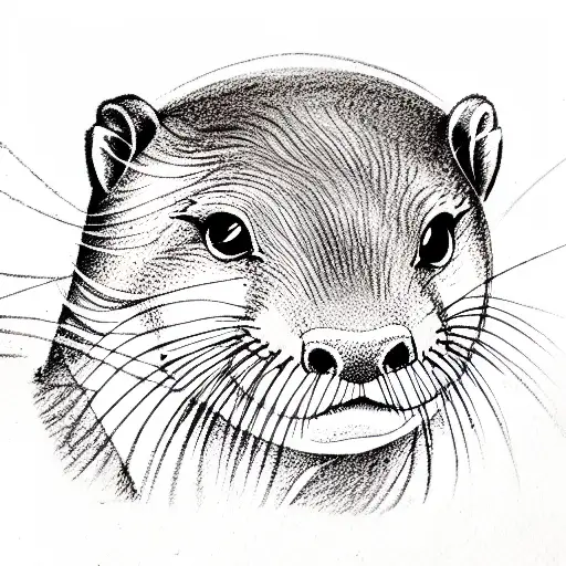 Sketch "Otter" Tattoo Idea - BlackInk AI