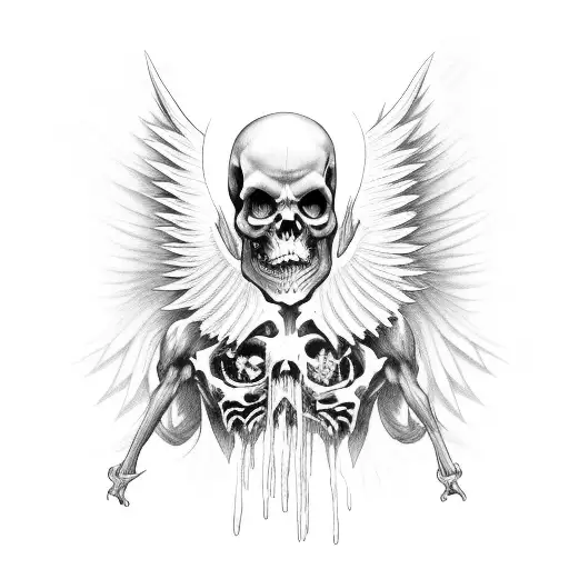 grim reaper with angel wings tattoos