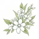 Daisy and Lily of the valley bouquet tattoo design idea
