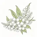 Daisy and Lily of the valley bouquet tattoo design idea