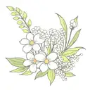 Daisy and Lily of the valley bouquet tattoo design idea