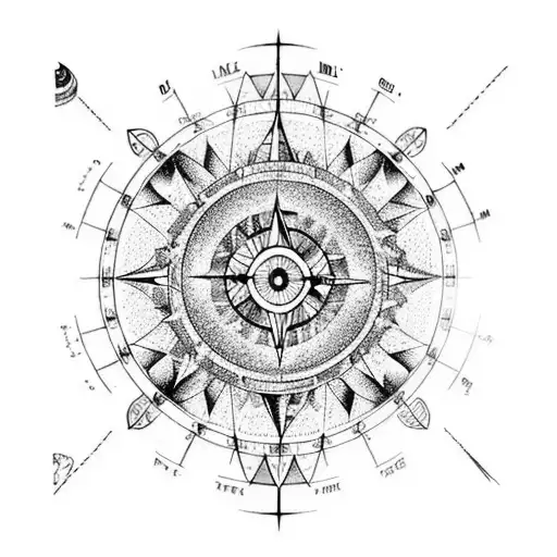 cosmic astronomy telescopes music phyics travel compass and nihilism tattoo design idea