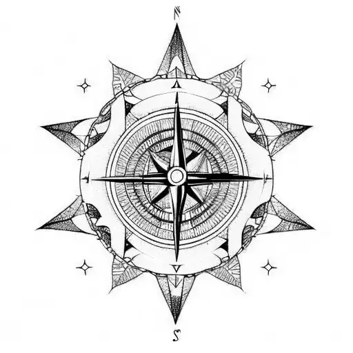 cosmic travel with compass and nihilism tattoo design idea