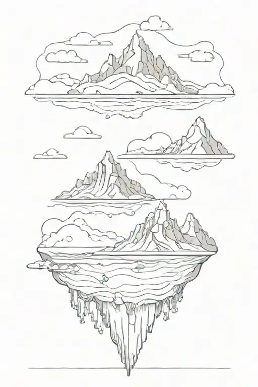 iceberg floating island map outline tattoo design featuring tattoo design idea