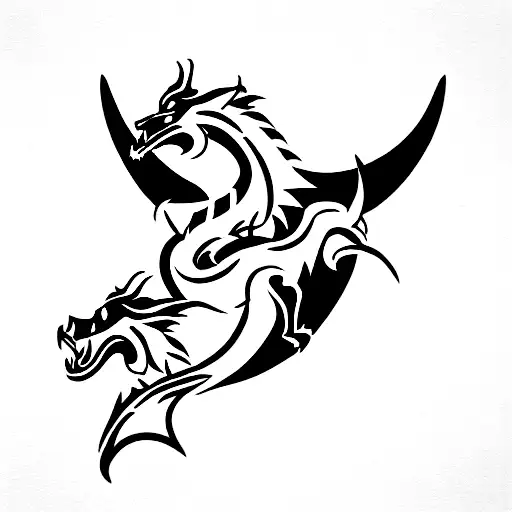 crest with wolf and dragon and viking ship tattoo design idea