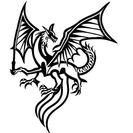 coat of arms with wolf and dragon tattoo design idea