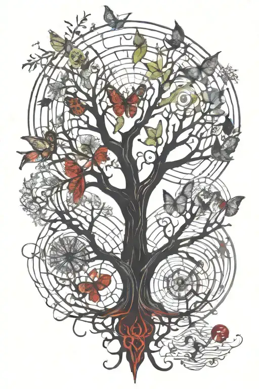 tree of life, firefly, organ donor symbol intertwined tattoo design idea