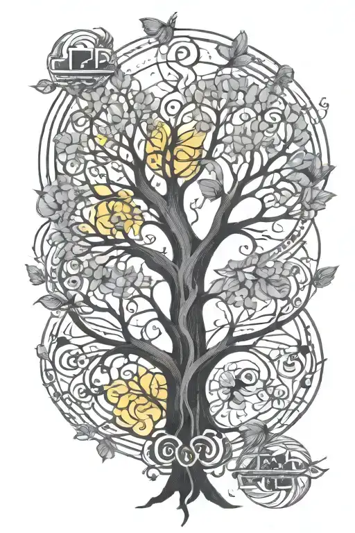 tree of life, firefly, organ donor symbol intertwined tattoo design idea