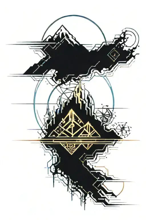 sea and mountain peaks tattoo design idea