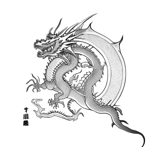 a samurai cutting off a dragon's head tattoo design idea
