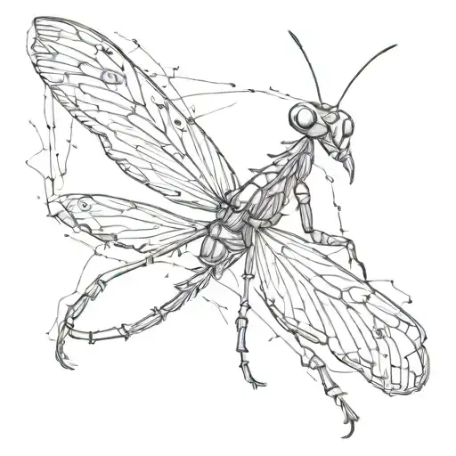 mantis ahead red star tattoo design idea