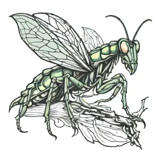 Mantis Line Drawing tattoo design idea