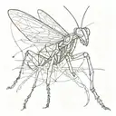 mantis ahead red star tattoo design idea