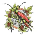 mantis ahead red star tattoo design idea