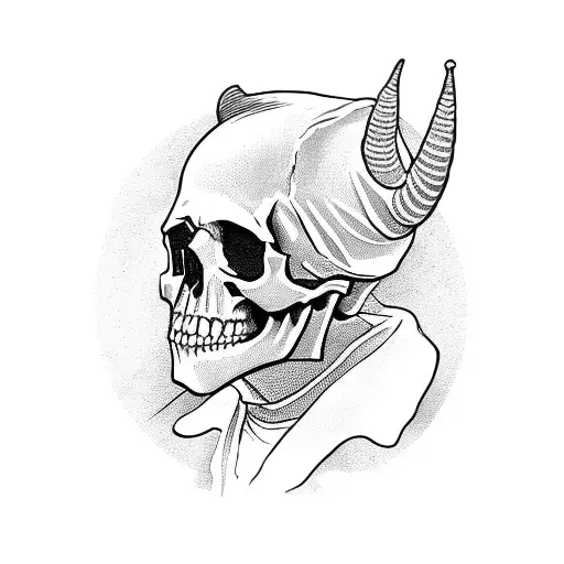 skull pope with one horn tattoo design idea