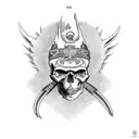 skull pope with one horn tattoo design idea