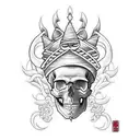 skull pope with one horn tattoo design idea