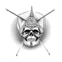 skull pope with one horn tattoo design idea