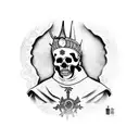 skull pope with one horn tattoo design idea