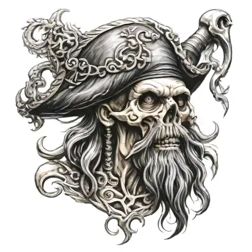 Davy Jones pirate skull tattoo design idea