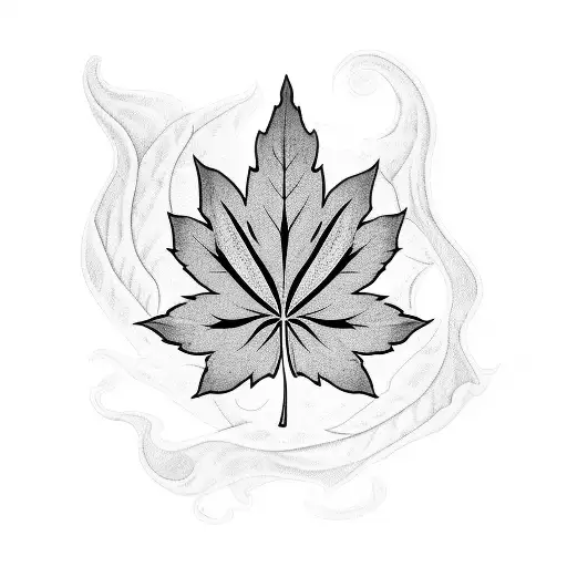 Black and Grey “A Stylized Cannabis Leaf Surrounded By…” Tattoo Idea